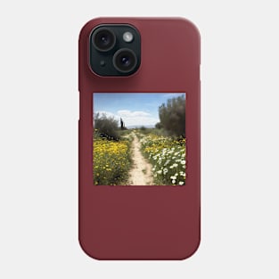 A picture of road among wildflowers Phone Case