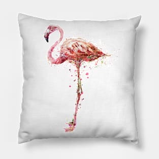 Watercolor American Flamingo Pillow