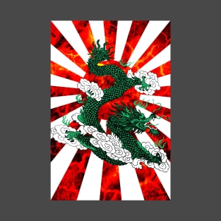 Japan Rising Sun Green Dragon T-Shirt