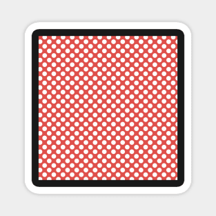 White polka dots on red background Magnet