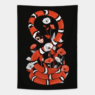 King snake with poppy flowers Tapestry