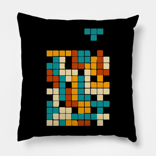 tetris blocks falling Pillow by Lamink