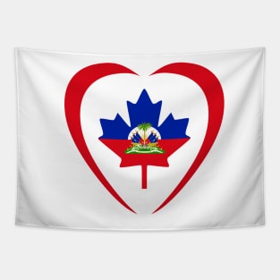 Canadian Haitian Multinational Patriot Flag Series (Heart) Tapestry