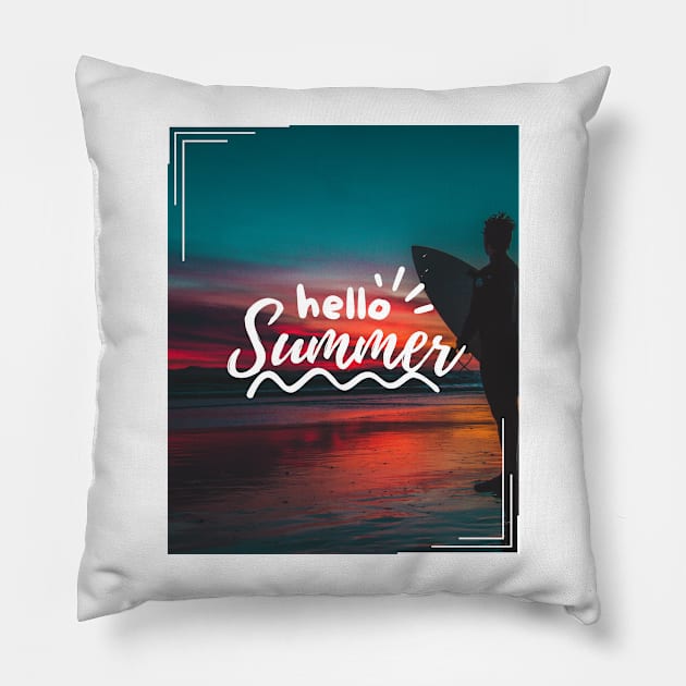 Hello Summer Pillow by CreativeTees23