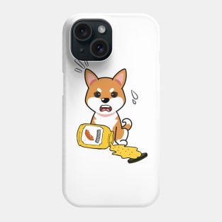 Funny orange dog spills a jar of mustard Phone Case