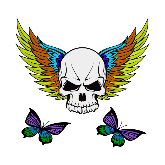 Creative colorful skull with butterflies by SUNWANG