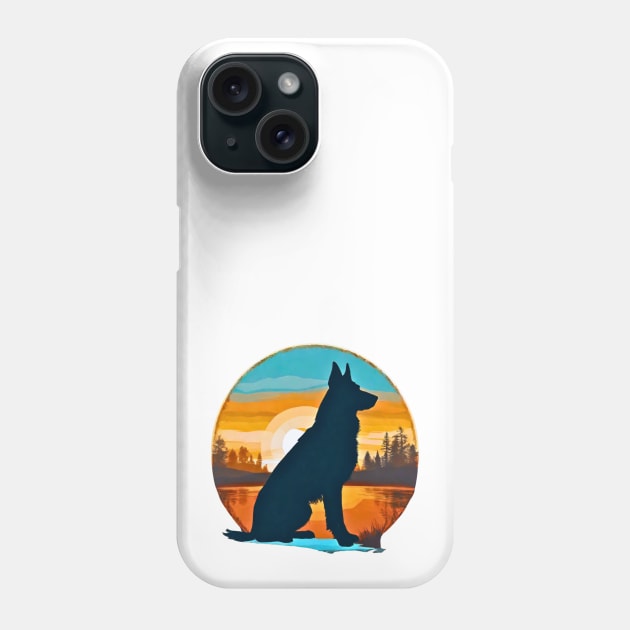 German Shepherd Vintage Sunset Phone Case by Doodle and Things