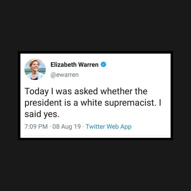 Elizabeth Warren - Trump is a White Supremacist Tweet by ProjectBlue