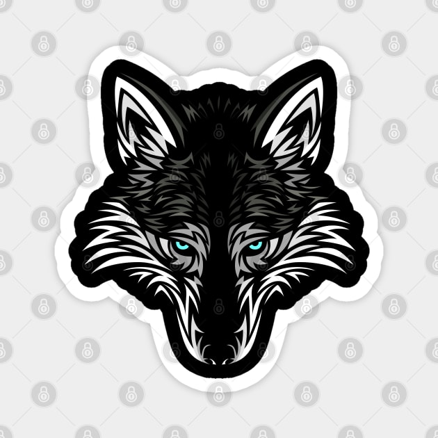 Tribal wolf face Magnet by albertocubatas