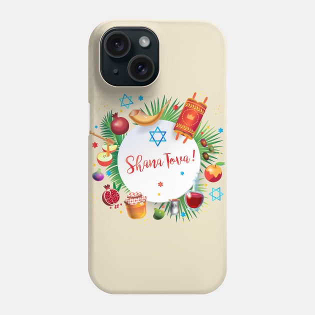 Happy Rosh Hashanah - Shana Tova! Autumn New Year Jewish Holiday Paty Vintage Decoration Phone Case by sofiartmedia