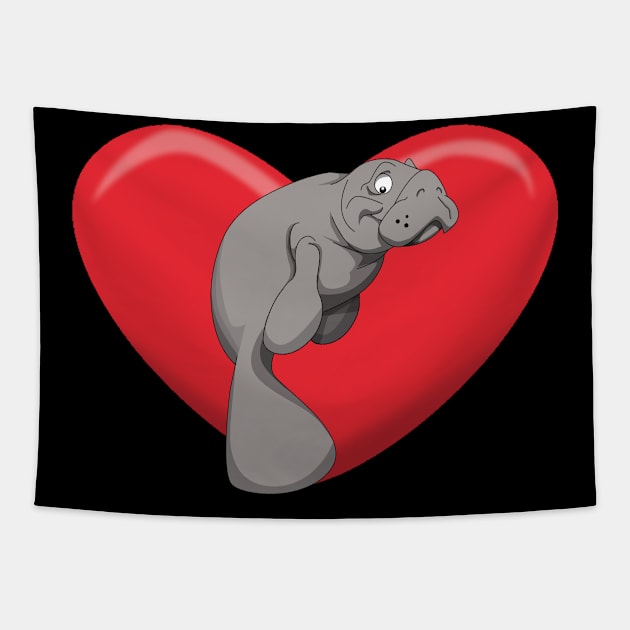 Manatee Love Tapestry by Wickedcartoons