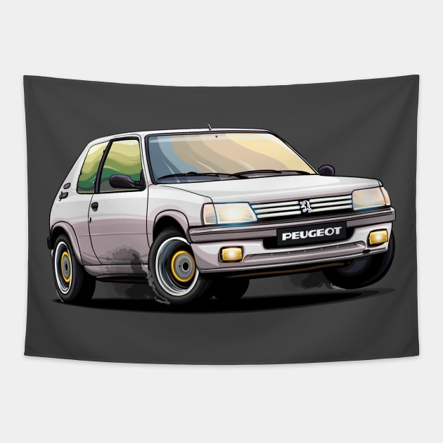 Peugeot 205 GTI Tapestry by Mario Ramos Rally Art