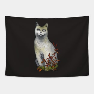 Cemetery cat statue Tapestry