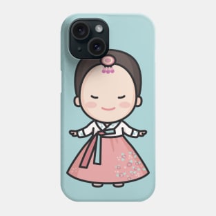 Cute Korean Woman in Traditional Clothing Cartoon Phone Case