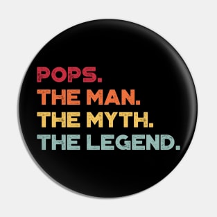 Pops The Man The Myth The Legend Sunset Funny Father's Day Pin