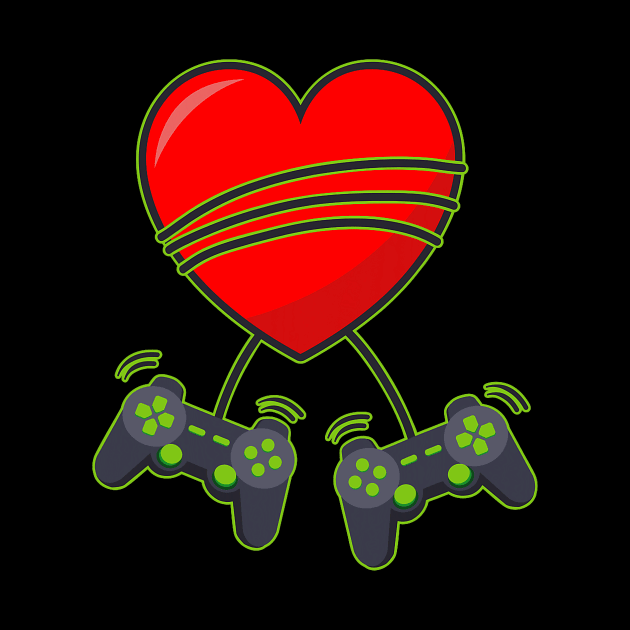 Video Gamer Heart Controllers Valentines Day Boys Girls Kids by Neldy