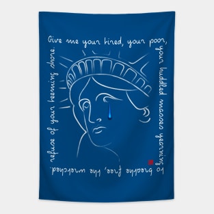 Crying Statue of Liberty with Quote Tapestry