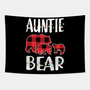 Aunt Bear Red Plaid Christmas Pajama Matching Family Gift Tapestry