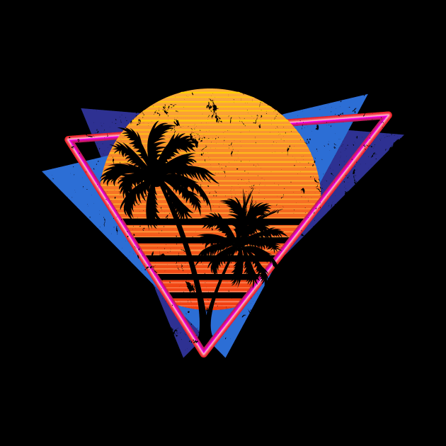 Distressed Retro Synthwave Inspired 80s Triangle Design by Brobocop