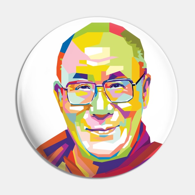 Dalai Lama in Pop Art Pin by Mulyadi Walet