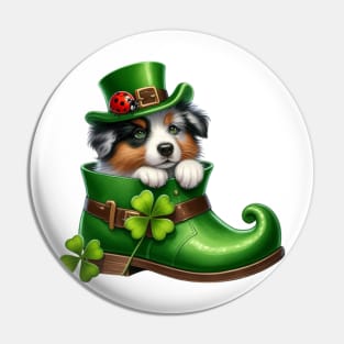 Australian Shepherd Dog Shoes For Patricks Day Pin