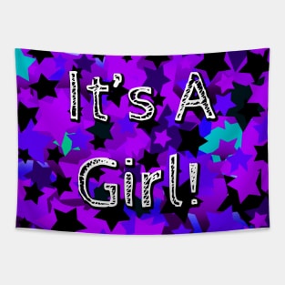 It's A Girl! Purple Stars Tapestry