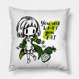 Chibi girl fruit Guanábana kawaii Pillow