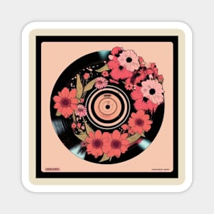 Vintage Floral Country Chick Pink Vinyl Record Magnet