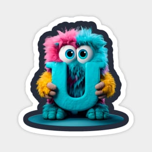 Cute Monster for Kids Alphabet Letter U Funny Back to School Magnet