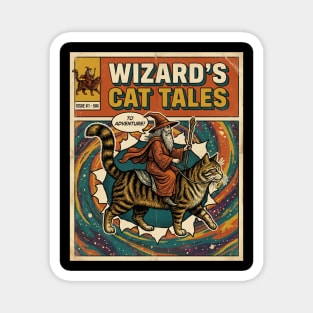 Wizard's Cat Tales To Adventure! Comic Book Vintage Magnet