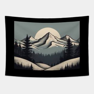 Mountain Retro Since Vintage Fauna Woods Clouds Tapestry