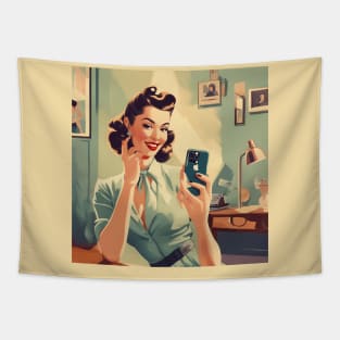 Classic Dressy Capture Mirror Retro Selfie Vintage Pin Up Art Tapestry