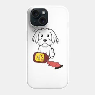 Funny white dog Spills BBQ Sauce Phone Case