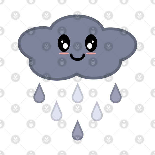 Kawaii Cute Happy Stormy Rain Cloud by Kelly Gigi