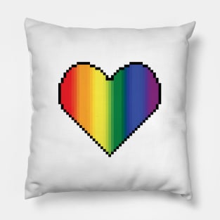 inclusive Pride LGBTQ Rainbow flag heart pixel art Pillow