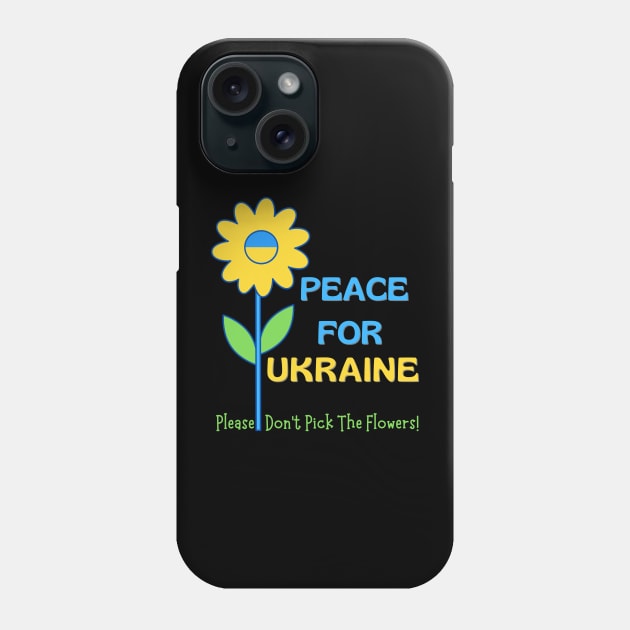 Peace For Ukraine, a nostalgic sunflower hippie message Phone Case by WearablePSA