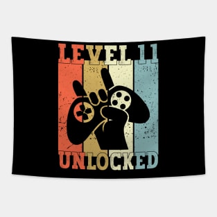 Level 11 Unlocked Video Gamer 11 Years Old 11th Birthday Level Unlocked Tapestry