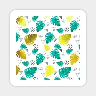 Monstera painting pattern watercolor tropical leaves Magnet