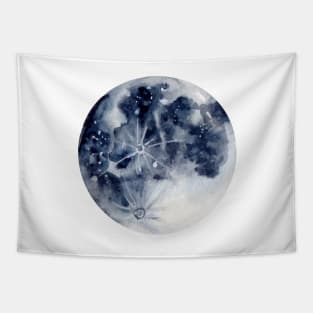 Full Moon in Watercolor Tapestry