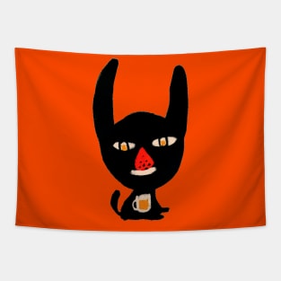 [BoutBoutBout] Strawberry-Nosed Black cat Tapestry