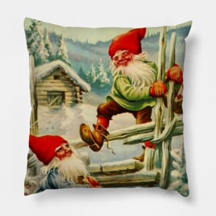 “Over the Wooden Fence” Gnomes by Jenny Nystrom Pillow