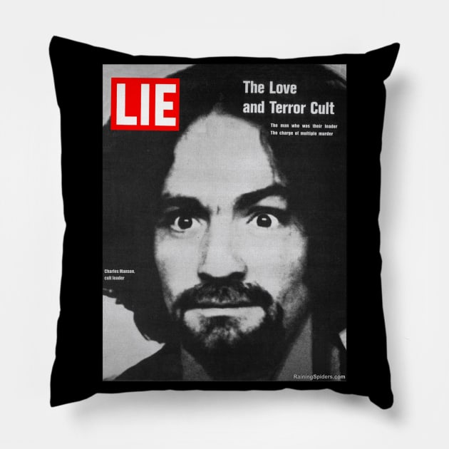 LIE Magazine Parody - Charles Manson - Manson Family Pillow by RainingSpiders