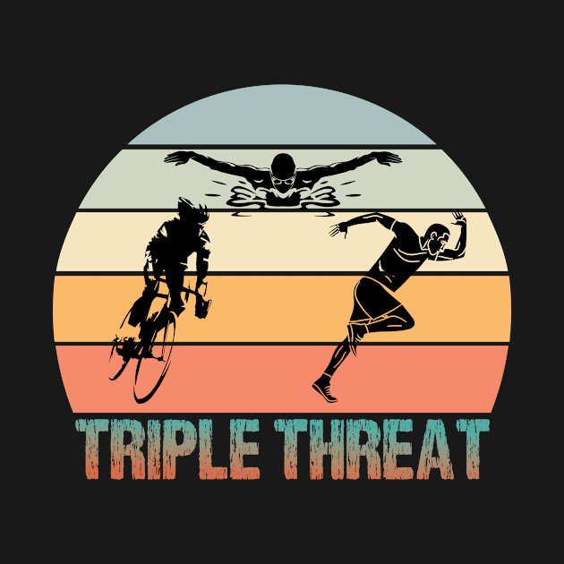 Triple Threat Swim Bike Run Triathlon by TheInkElephant