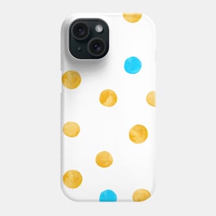 Watercolor random dots - yellow and blue Phone Case