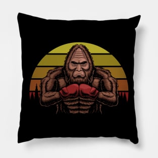 bigfoot wearing boxing gloves Pillow