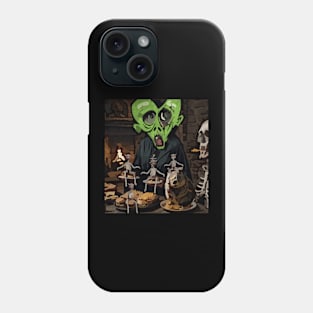 watercolor zombie heart with groundhog and demons Phone Case