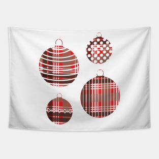 Red, Black and White Tartan Christmas Baubles Tapestry