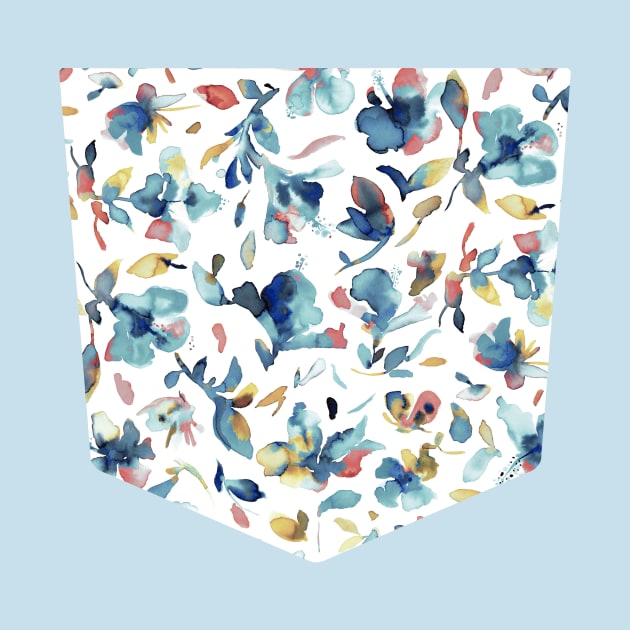 Pocket - Watery Hibiscus Blue Gold by ninoladesign