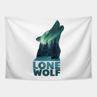 Lone wolf polar light Tapestry