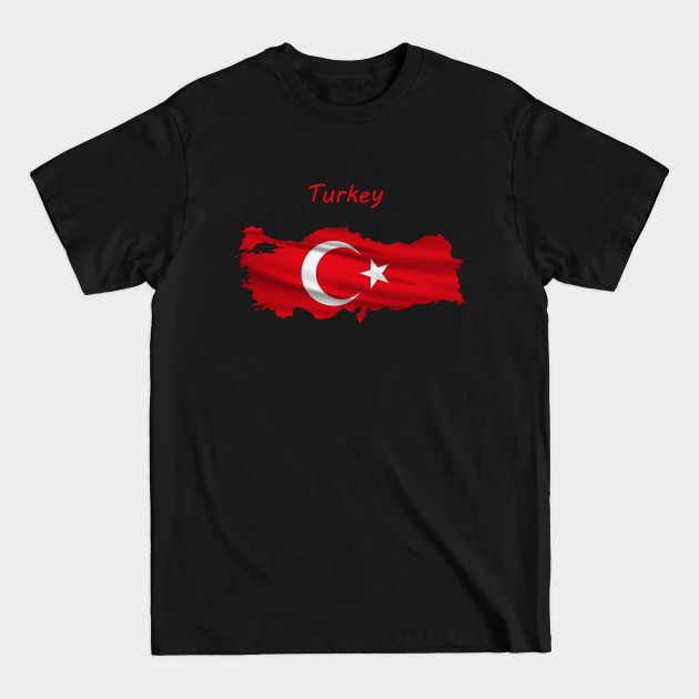 Discover Wavy Turkish Flag inside Map of Turkey - Turkish Flag Map - T-Shirt